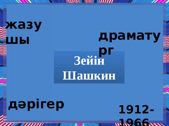  драматург жазушы Зейін Шашкин дәрігер 1912-1966 