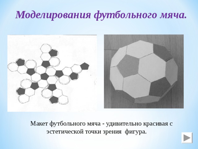Моделирования футбольного мяча. Макет футбольного мяча - удивительно красивая с эстетической точки зрения фигура. 