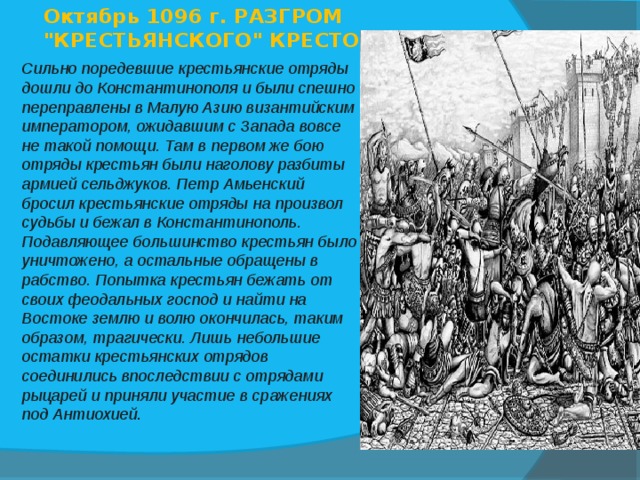 Октябрь 1096 г. РАЗГРОМ 