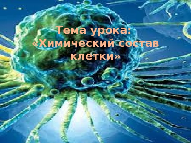 Тема урока:  «Химический состав клетки» 