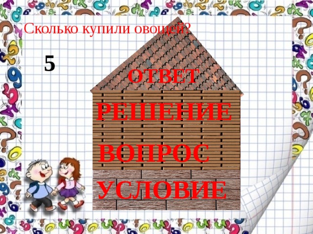 Сколько купили овощей? 5 ОТВЕТ РЕШЕНИЕ ВОПРОС УСЛОВИЕ 