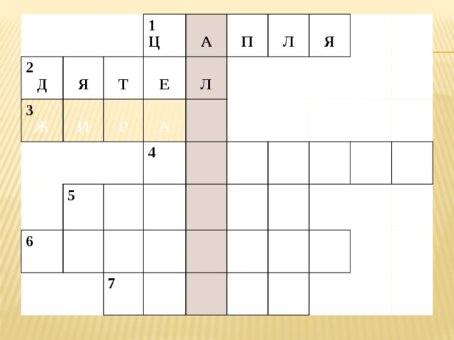 2  Д 3 Я 1  Ж  Ц  Т И   6 Е   А 5 Р  О Ч П Л   А   4 Л С Е  Ф  Б    Р Ь   7 Я А    М Б П  В    И О  Я Е   К  Н  Т  Ч О У    К Х Г А 