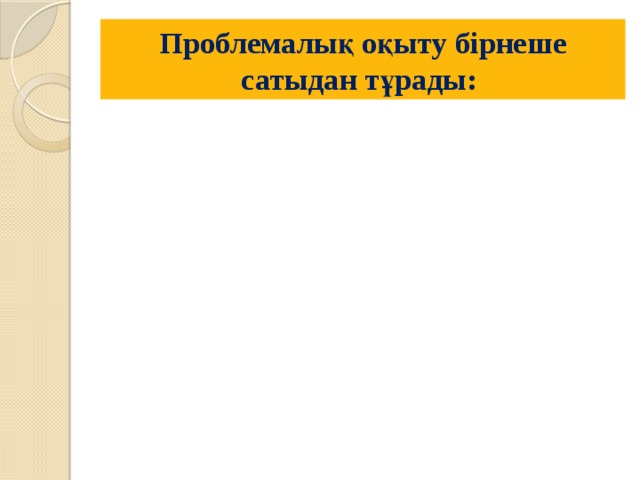 Проблемалық оқыту бірнеше сатыдан тұрады: 