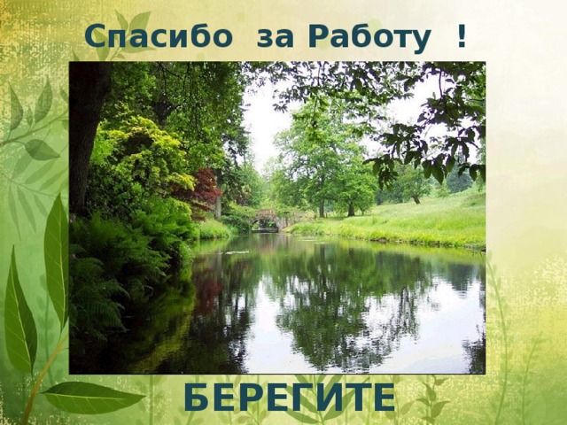 Спасибо за Работу ! БЕРЕГИТЕ ПРИРОДУ! 