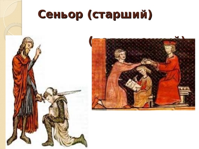  Сеньор (старший)  Вассал (подчиненный) 