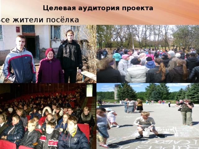 Целевая аудитория проекта   Все жители посёлка  