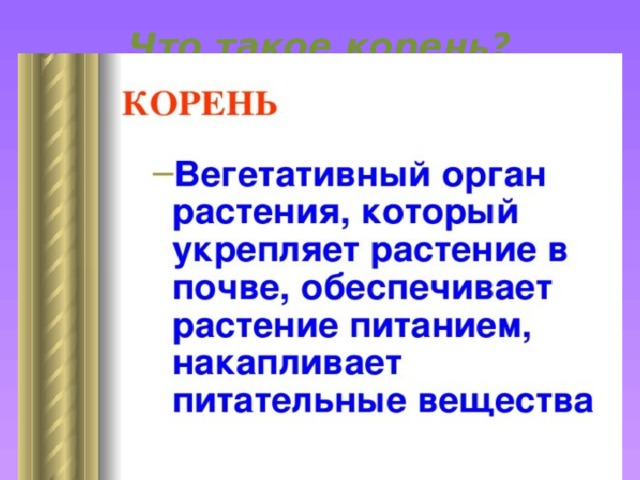 Что такое корень? 