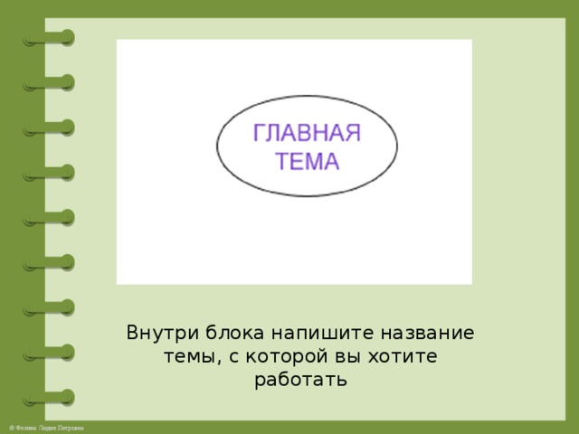 Внутри блока напишите название темы, с которой вы хотите работать