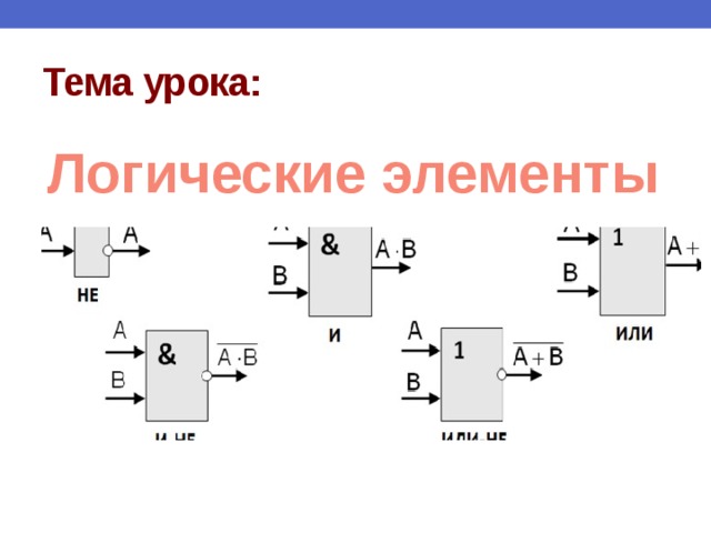 Тема урока: Логические элементы