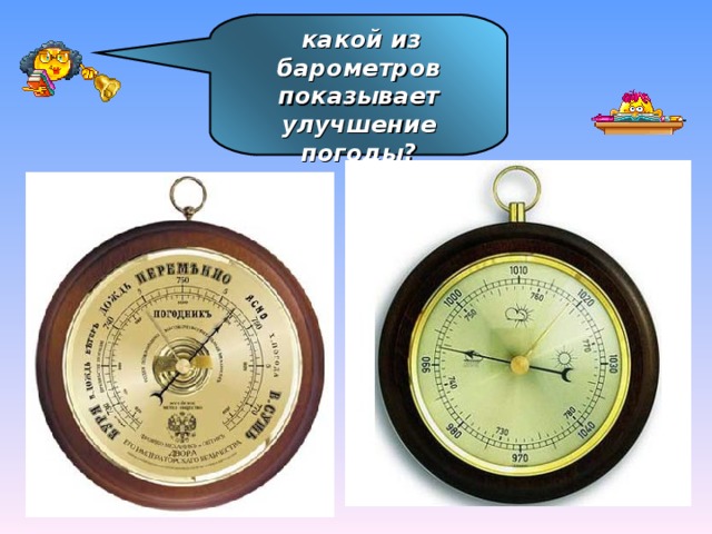 какой из барометров показывает улучшение погоды? 