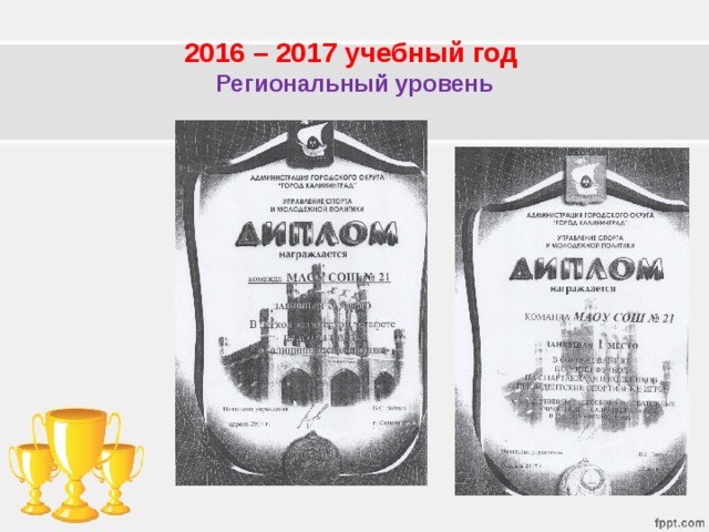 2016 – 2017 учебный год  Региональный уровень 