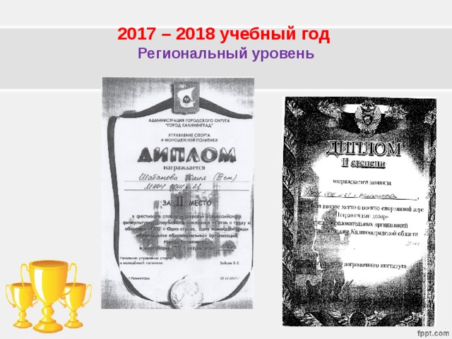 2017 – 2018 учебный год  Региональный уровень 