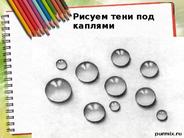 Рисуем тени под каплями 