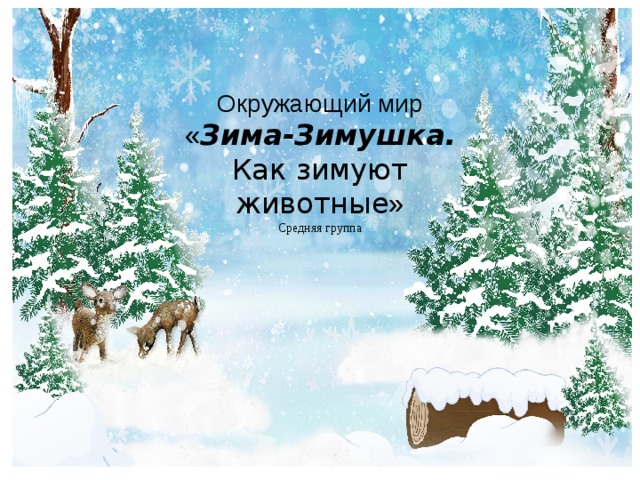 Окружающий мир  « Зима-Зимушка.  Как зимуют животные » Средняя группа Занятие по окружающему миру  « Зима-Зимушка.  Как зимуют животные » 