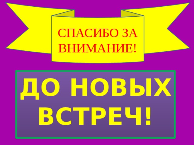 СПАСИБО ЗА ВНИМАНИЕ! ДО НОВЫХ ВСТРЕЧ! 