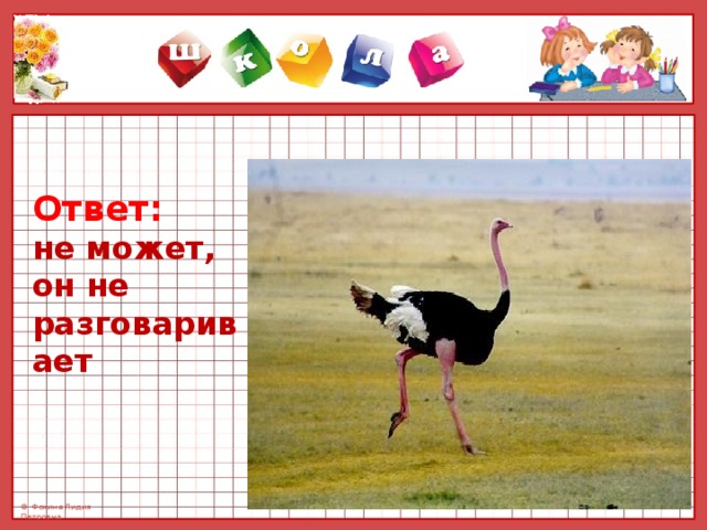 Ответ: не может, он не разговаривает  