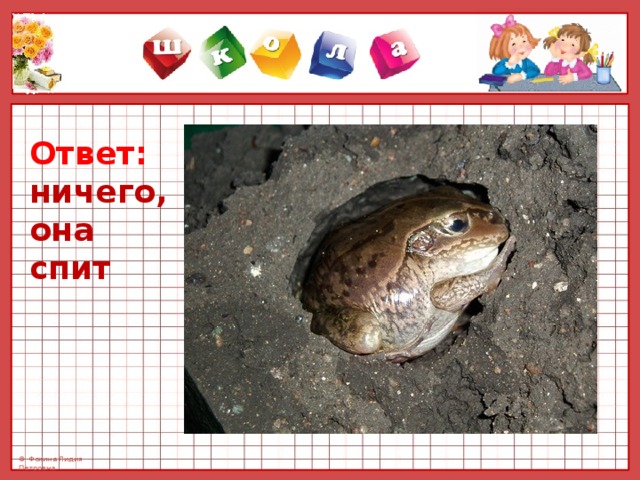 Ответ: ничего, она спит 
