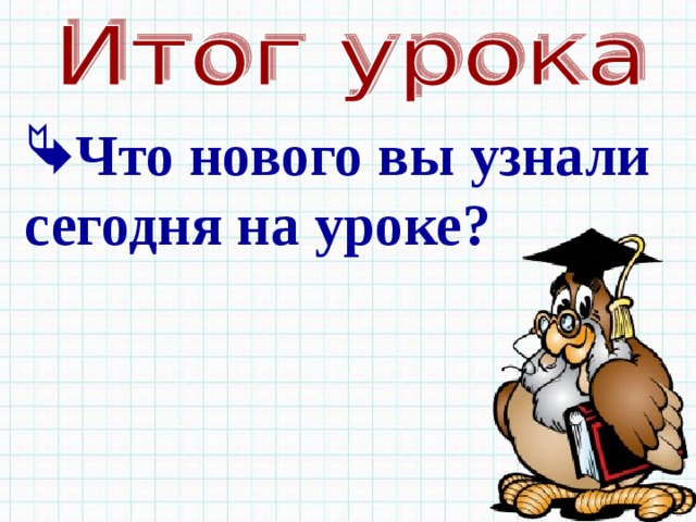 Что нового вы узнали сегодня на уроке? 