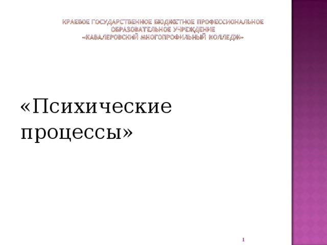  «Психические процессы»  