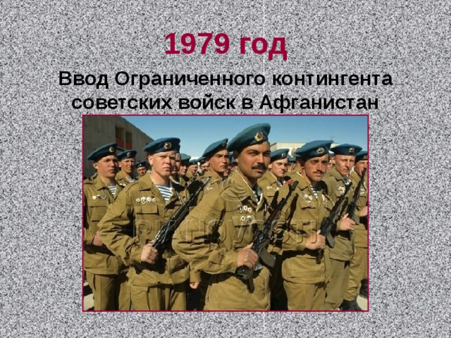1979 год Ввод Ограниченного контингента советских войск в Афганистан 