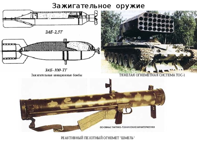 Зажигательное оружие Зажигательные авиационные бомбы ТЯЖЕЛАЯ ОГНЕМЕТНАЯ СИСТЕМА ТОС-1 РЕАКТИВНЫЙ ПЕХОТНЫЙ ОГНЕМЕТ 
