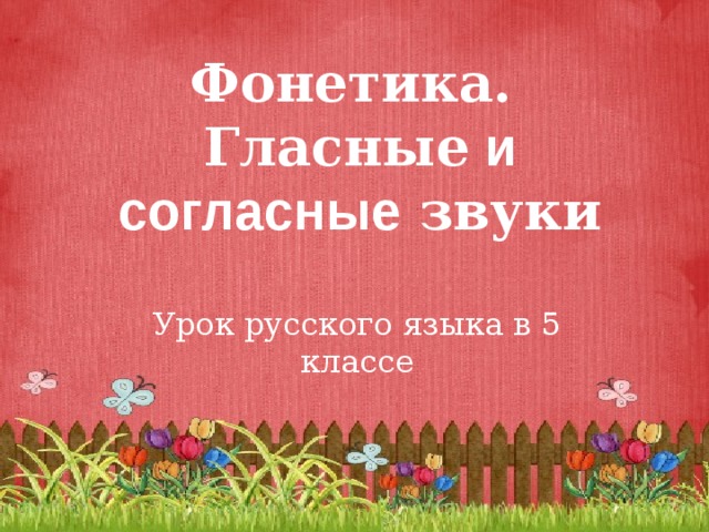 Фонетика.  Гласные и согласные звуки Урок русского языка в 5 классе 