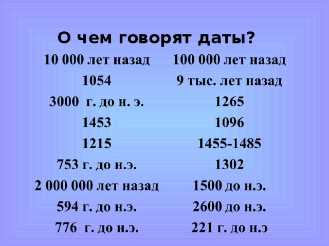 О чем говорят даты? 