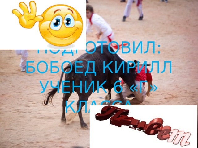 ПОДГОТОВИЛ:  БОБОЕД КИРИЛЛ  УЧЕНИК 6 «Г» КЛАССА 