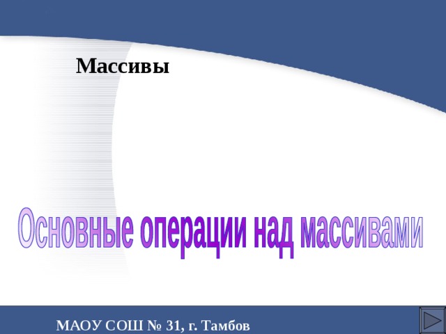 Массивы МАОУ СОШ № 31, г. Тамбов 