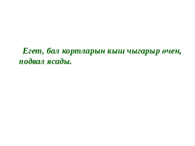  Егет, бал кортларын кыш чыгарыр өчен, подвал ясады. 