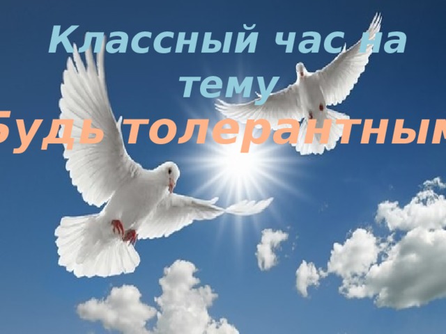  Классный час на тему    « Будь толерантным!»  