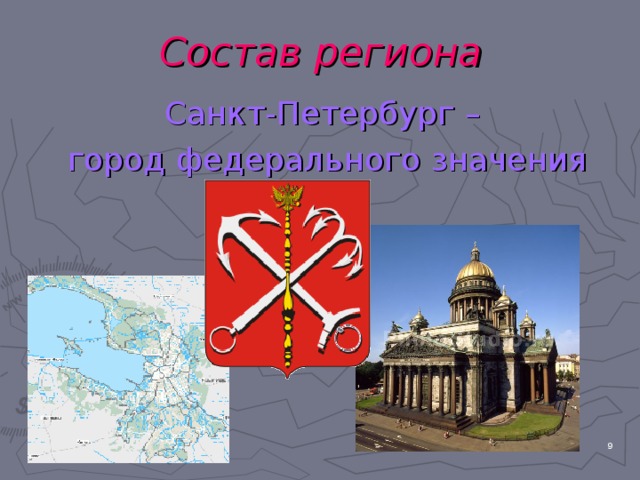 Состав региона Санкт-Петербург – город федерального значения  