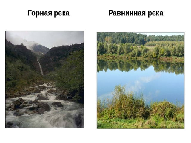 Горная река Равнинная река 