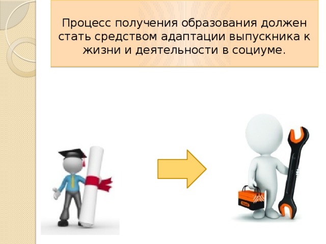  Процесс получения образования должен стать средством адаптации выпускника к жизни и деятельности в социуме.   