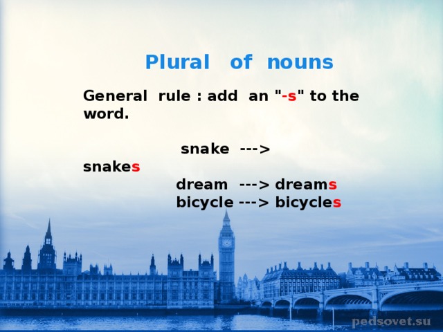  Plural  of  nouns  General  rule : add  an 