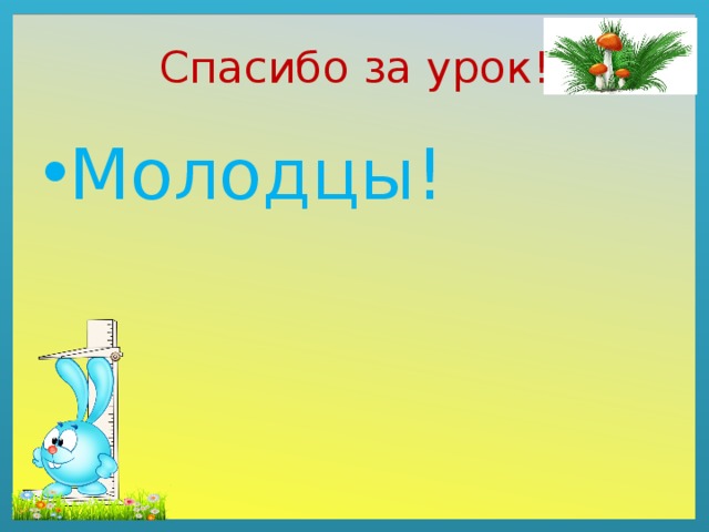 Спасибо за урок! Молодцы! 