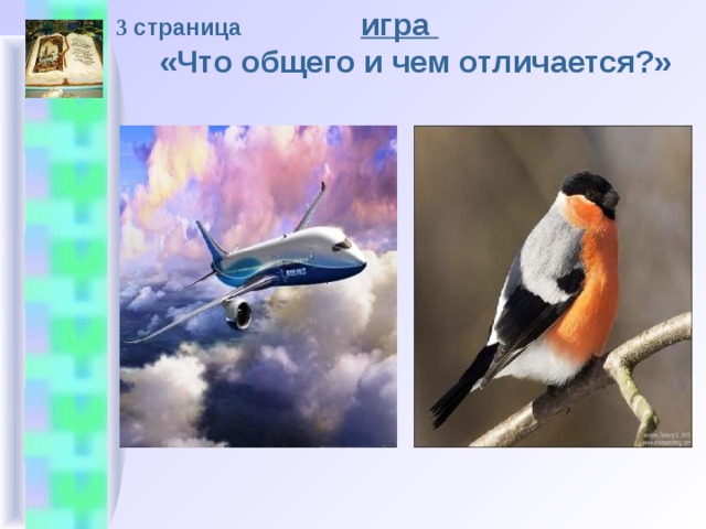    3 страница игра  «Что общего и чем отличается?»     
