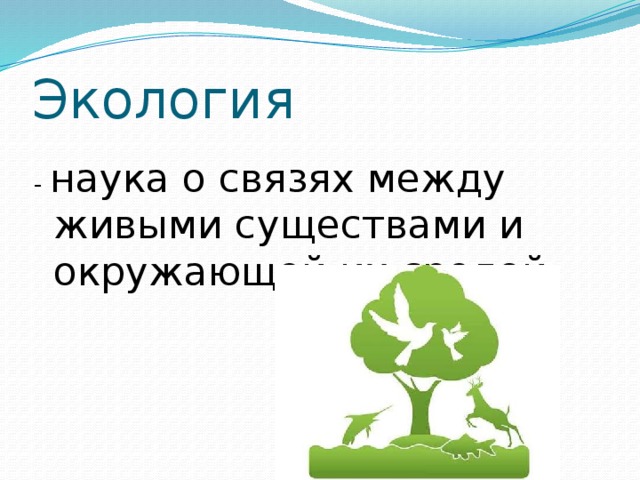 Экология - наука о связях между живыми существами и окружающей их средой. 