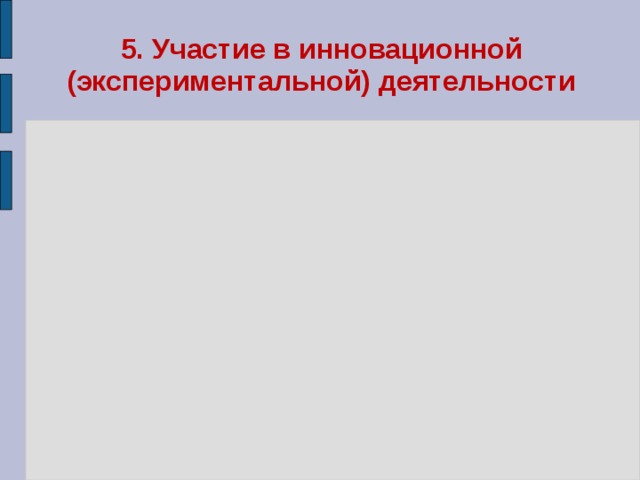 5. Участие в инновационной (экспериментальной) деятельности 
