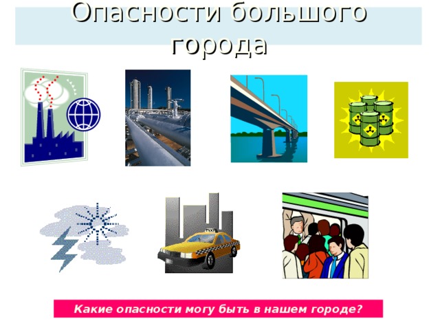 Опасности большого города Какие опасности могу быть в нашем городе? 