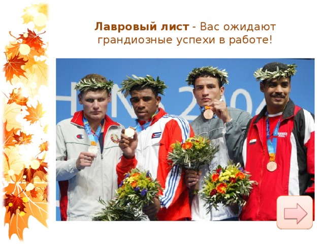 Лавровый лист  - Вас ожидают грандиозные успехи в работе! 