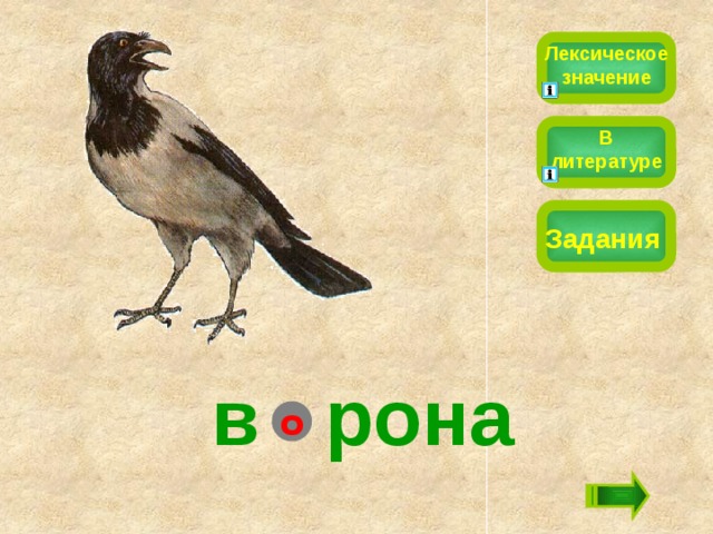 Лексическое значение В литературе Задания в рона о 