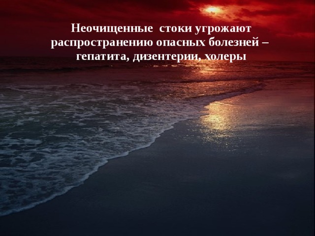 Неочищенные стоки угрожают распространению опасных болезней – гепатита, дизентерии, холеры 