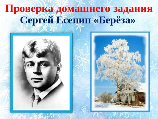Проверка домашнего задания Сергей Есенин «Берёза»