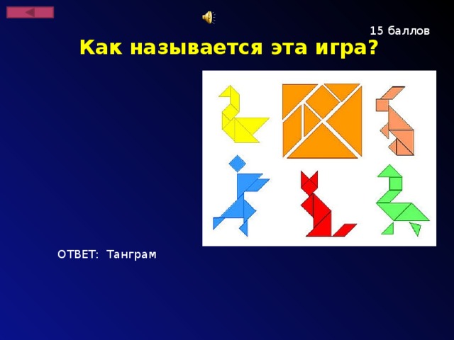 15 баллов Как называется эта игра? ОТВЕТ: Танграм