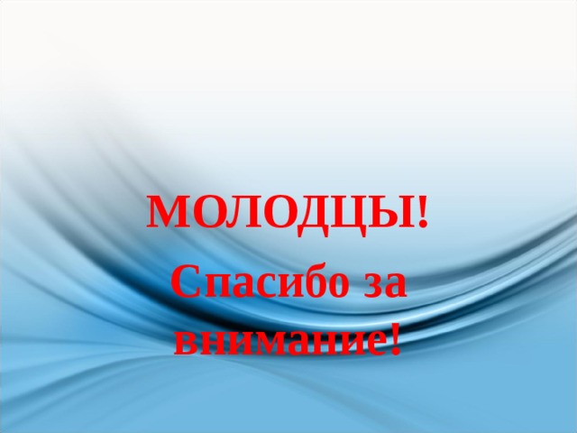МОЛОДЦЫ! Спасибо за внимание! 