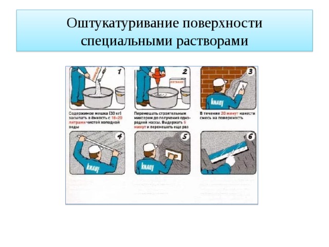 Оштукатуривание поверхности специальными растворами 
