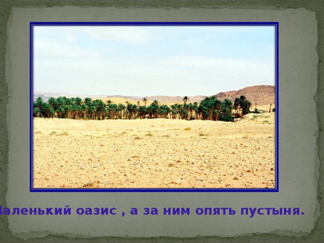 Маленький оазис , а за ним опять пустыня. 