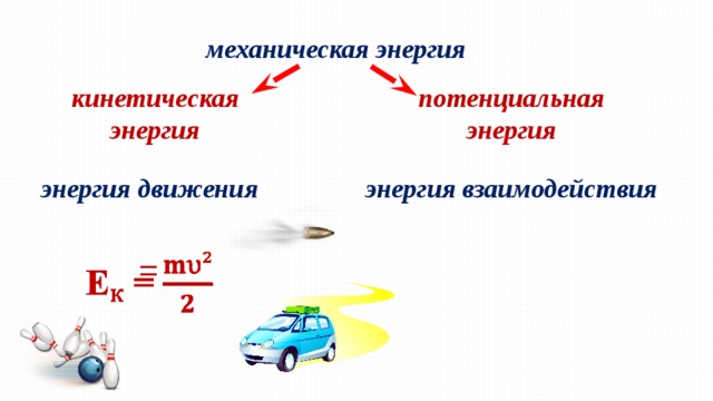 механическая энергия кинетическая энергия потенциальная энергия энергия движения энергия взаимодействия  =   