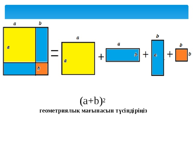(а+b) 2  геометриялық мағынасын түсіндіріңіз 